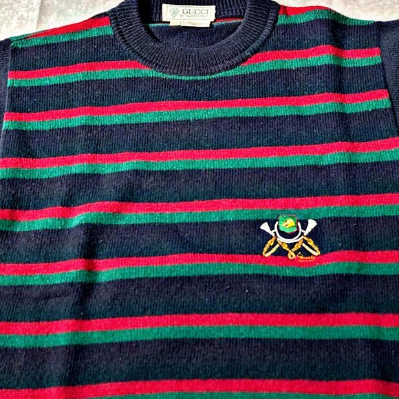 Authentic Vintage Gucci Wool Web Horse Logo Sweater - Picture 2 of 10